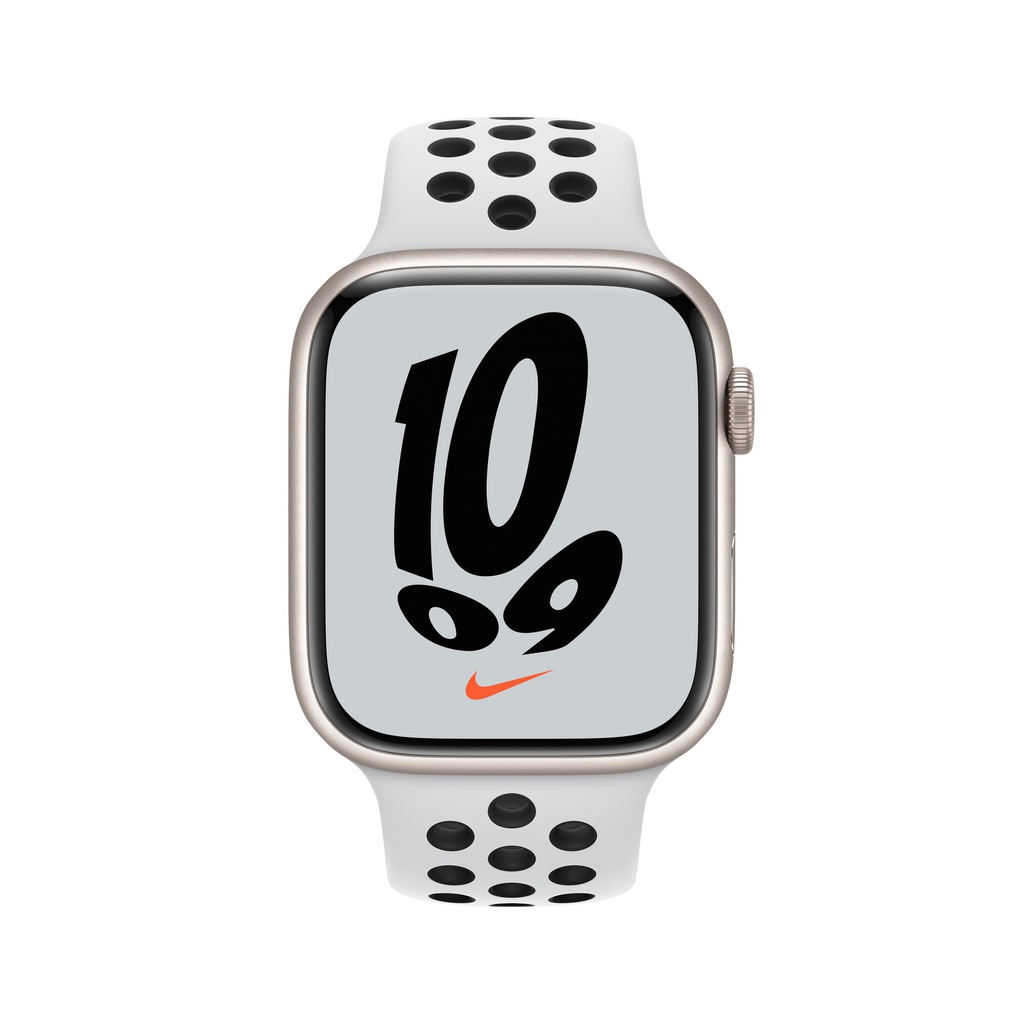Apple Watch Nike Series 7 Starlight Aluminium Case with Pure Platinum/Black  Nike Sport Band (45mm, GPS and Cellular)